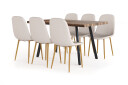 Factory Fellow Marcelen Spisebord Uttrekkbart med ileggsplate + 6 stk Naira stol beige med eikeben   Brun/Beige