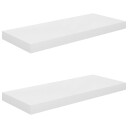 vidaXL Flytende vegghyller 2 stk h?yglans hvit 60x23,5x3,8 cm MDF
