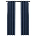Vidaxl Lystette Gardiner Maljer Og Lin-Design 2 Stk Blå 140x225 Cm