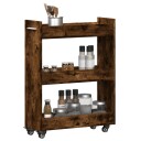  Sidebord med hjul røkt eik 60x22x79 cm konstruert tre 8721012493216