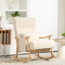 Gyngestol polstret gyngestol med korsryggpute sidelomme avslapningsstol treramme lin look for stue soverom beige