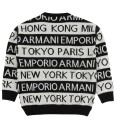 Giorgio Armani Emporio Armani Genser Ull Svart/Hvit Stripet Emporio Armani 10 år 140 Genser