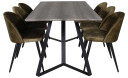 Venture Design Marina & Velvet spisegruppe Grå/grønn 6 st stoler & bord 180 x 90 cm