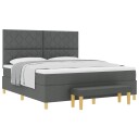  Box Spring Seng med Madrass & Benk Mørkegrå 180x200 cm Stoff