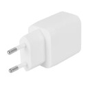 Deltaco USB Vegglader med 1x USB-A 18W og 1x USB-C PD 20W - Hvit
