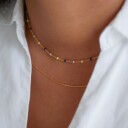 Enamel Copenhagen Lola Necklace Marine Forgylt Sølv Sterling 925 38 40 42 cm