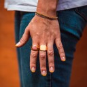 IX Studios Cushion Signet Rhodocrosite Ring 22 kt. Gullbelagt sølv DMN0282GDRHOCR50 - Unisex - 925 sterling silver