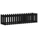 Plantekasse med gjerdedesign svart 200x50x50 cm heltre furu