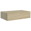 vidaXL Veggmontert skuffehylle eik 40x23,5x10 cm MDF