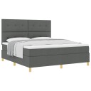  Box Spring seng med madrass Mørkegrå Super King Stoff