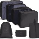 7-delt Organizer-sett for Koffert – Effektiv Pakking og Oppbevaring for Reise - Svart