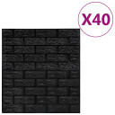 vidaXL 3D-tapet murstein selvklebende 40 stk svart