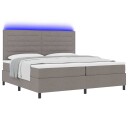  Boksfjær seng med madrass & LED taupe 200x200 cm Stoff