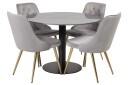 Venture Home Estelle Spisegruppe 106 cm Rund med 4 Velvet Stoler Sort/Guld