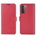INCOVER Samsung Galaxy S21 Skinn Flip Deksel med Lommebok - Rød