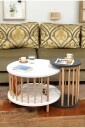 Sofabordsett Hanah Home Peka Set Pro Ø60 x H43 cm Hvit antrasitt   Hvit og antrasitt