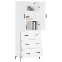 vidaXL Highboard hvit 69,5x34x180 cm konstruert tre 8720845410926