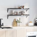 Vegghyller 2 stk 100x30 cm svart rustfritt stål