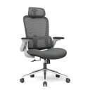 Ergonomisk kontorstol med nakkestøtte / høydejusterbar skrivebordsstol i mesh / grå stol med 5 års garanti