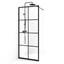 Cassøe New York dusjvegg 75 cm klart glass svart profil