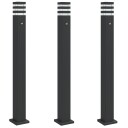 Utendørs gulvlamper med sensorer 3 stk svart 110 cm aluminium