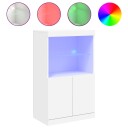 vidaXL Skjenk med LED-lys hvit 60,5x37x100 cm