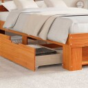 sengeramme med skuffer Vokset brun 140x190 cm Massivt furutre