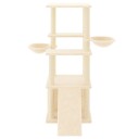 Vidaxl Kattetre Med Klorestolper I Sisal Kremhvit 133 cm