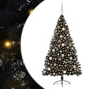  Kunstig Forhåndsopplyst Juletre med 300 LED Svart 180 cm PVC