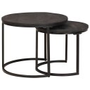  Nestende Kaffebord 2 pcs Svart Massivt mangotre og stål