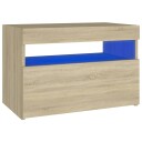 vidaXL Nattbord med LED-lys sonoma eik 60x35x40 cm konstruert tre