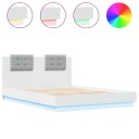  Sengeramme med sengegavl og LED-lys hvit 150x200 cm 8721012277380