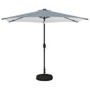 vidaXL Hageparasol med LED-lamper og fot 3 x 3 m Polyester Blå og hvit