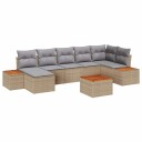 vidaXL Hagesofa Set 8 stk. 7-Antall seter Beige og lys grå Polyrattan