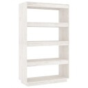 vidaXL Bokhylle/romdeler hvit 80x35x135 cm heltre furu