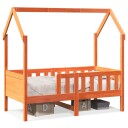   Barneseng med tak voksbrun 80x160 cm heltre furu 850712 850712