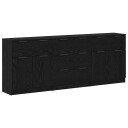  Serviesskap 3 pcs Svart Eik 181 x 30 x 70 cm Konstruert tre