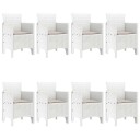 9 Deler Hage Bord Set med Puter Hvit Poly Rattan