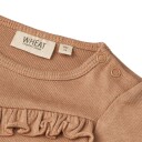 Sand Melange Wheat Rib Ruffle SS Body (68 / 6 mnd)