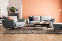 Trend Lyx 4 seters Venstrevendt L formet Sjeselongsofa i Stoff   Grå