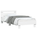 vidaXL Sengeramme med hodegavl og LED-lys hvit 90x190 cm 8721012240933