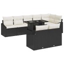 vidaXL Hagesofa Set 9 stk. Svart og krem polyrotting