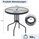 Rundt bistrobord med glassplate og paraplyhull – 70 cm