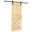 vidaXL Skyvedør Naturlig og svart 85 x 210 cm Massiv Furu Tre