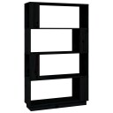 vidaXL Bokhylle/romdeler svart 80x25x132 cm heltre furu