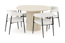Bark Uppveda Spisegruppe 120 cm Rund med 4 Ayana Spisestoler   Travertin