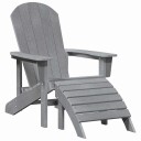  Adirondack-stol med fotstøtte Lysegrå HDPE