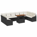 vidaXL Hagesofa Set 11 stk. Svart og krem