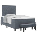  Box Spring Seng med Madrass & Benk Mørk Grå 120x200 cm Fløyel