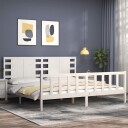 vidaXL Sengeramme med hodegavl hvit 200x200 cm heltre